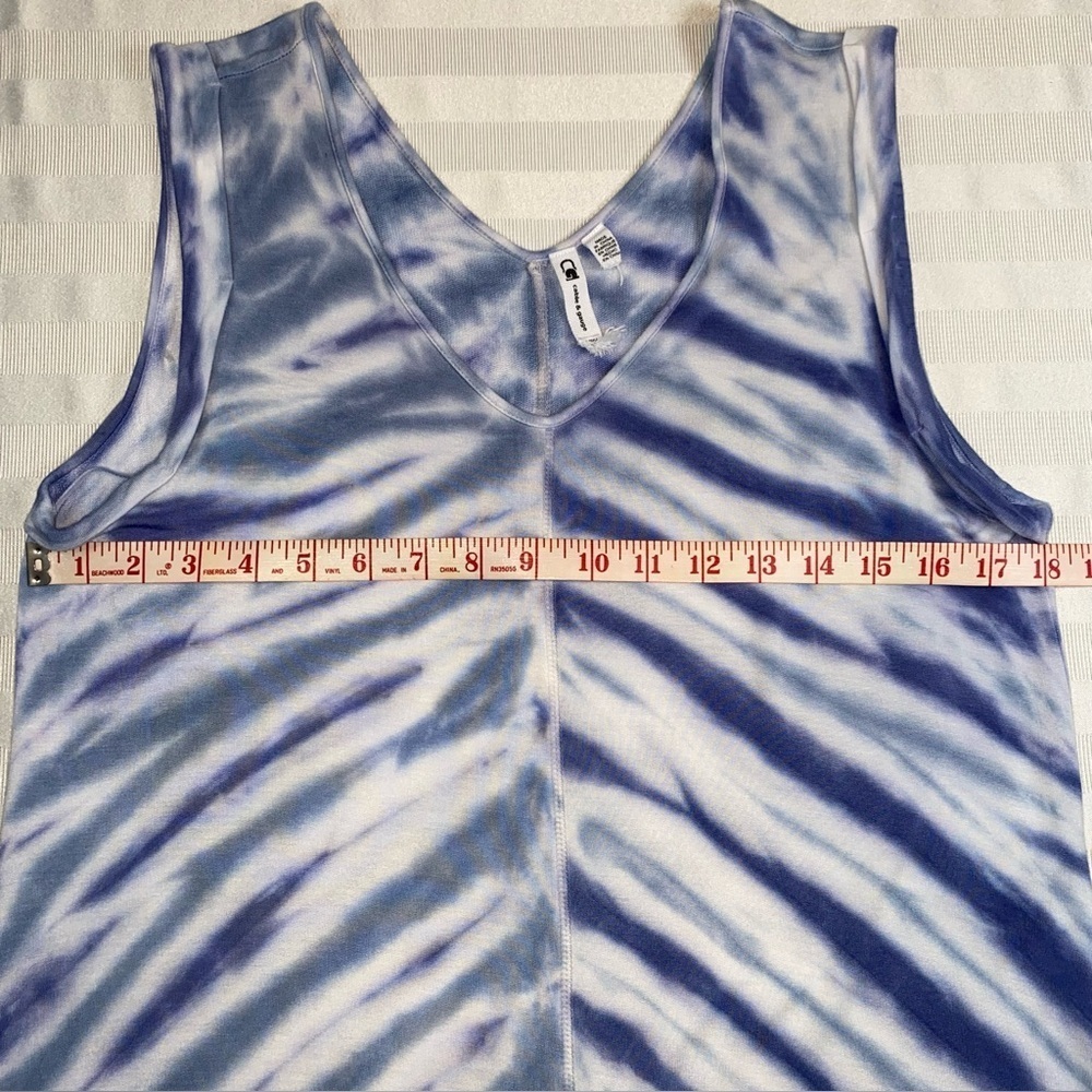 Cable & Gauge Sz XL Tie-Dye Sleeveless A-line Dress Blue/White V-Necks - Picture 5 of 11